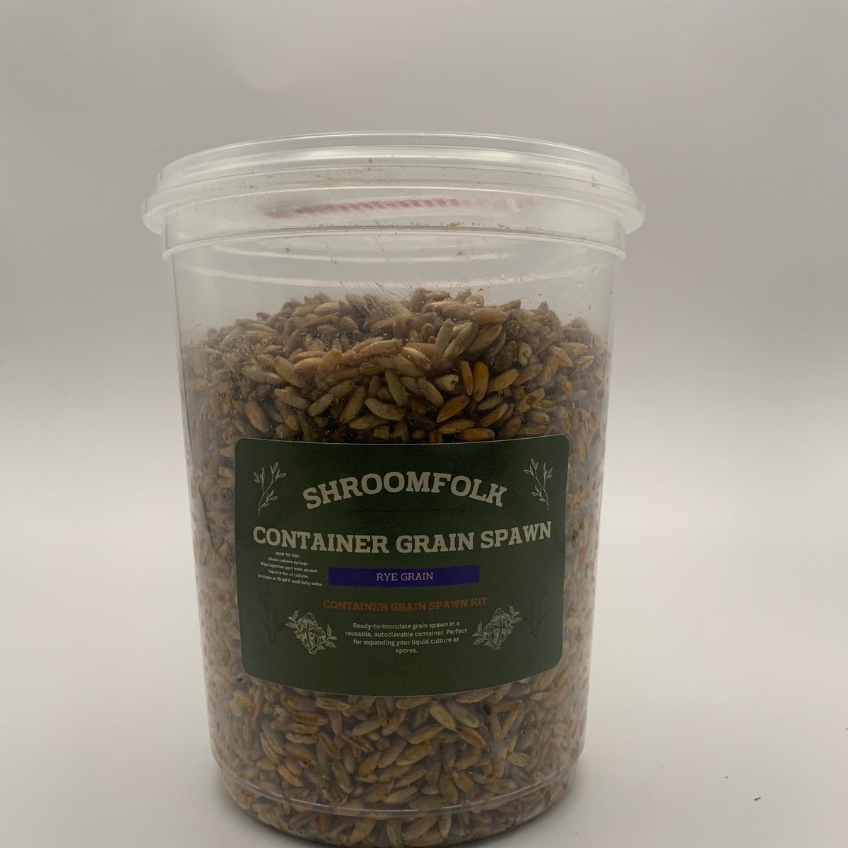 Rye grain spawn containers